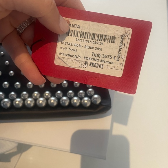 Black valentino night clutch with pearls - Picture 2 of 6